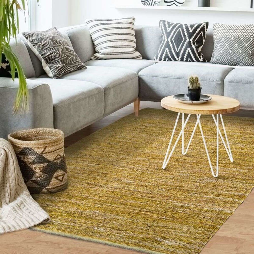 Tapis en cuir tressé jaune 160x230 — vue 3