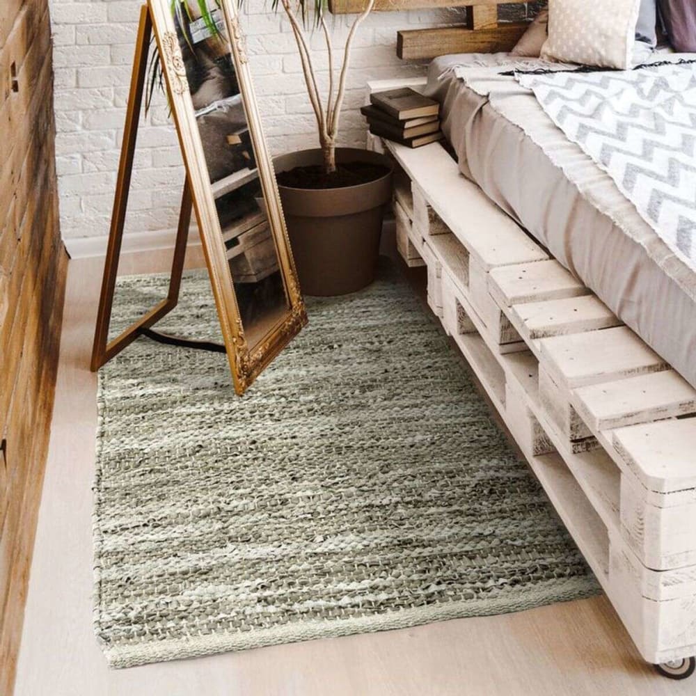 Tapis en cuir tressé beige naturel 120x170 — vue 3