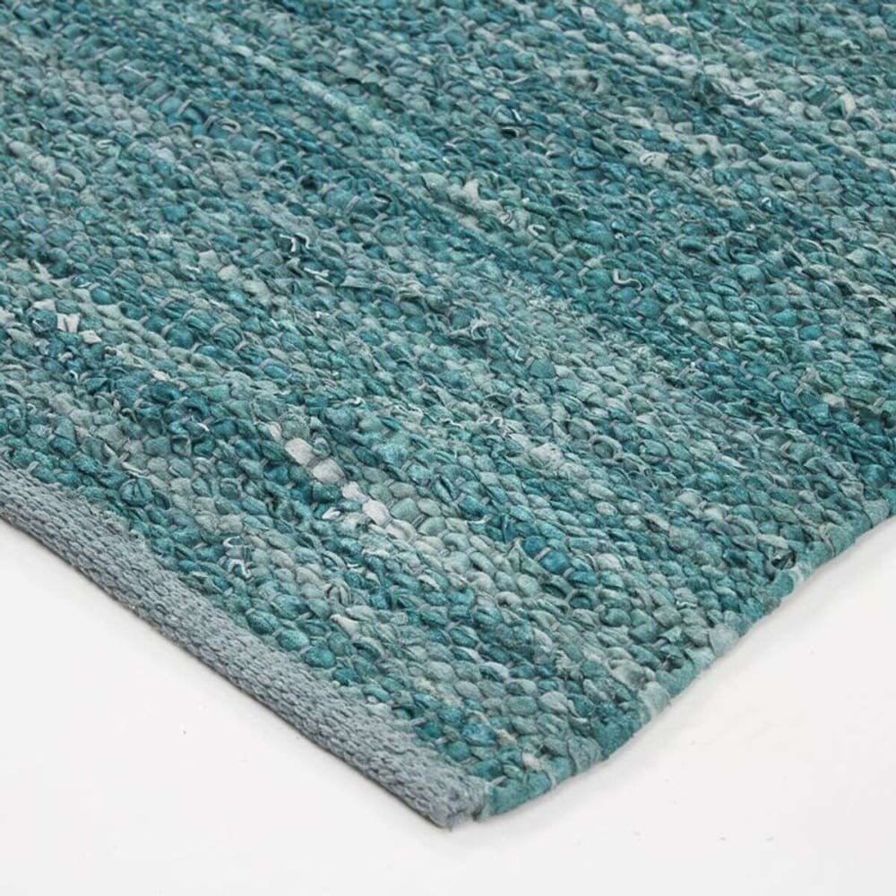 Tapis en cuir tressé bleu clair 120x170 — vue 4