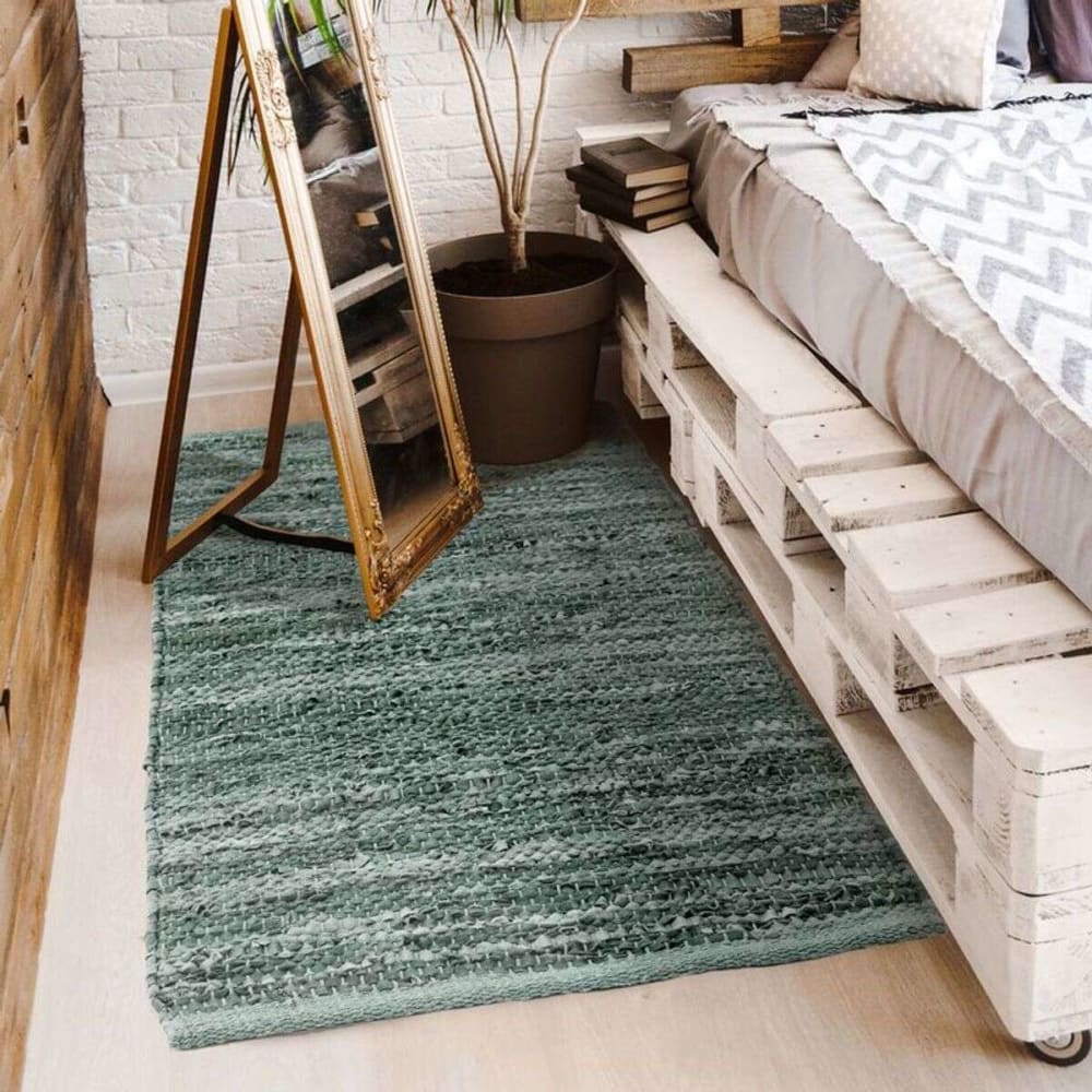 Tapis en cuir tressé bleu gris 120x170 — vue 3