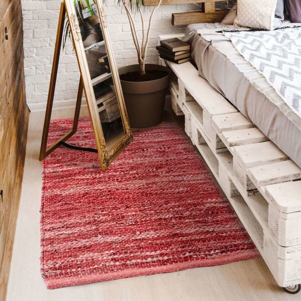Tappeto in pelle intrecciata bordeaux 120x170 - Modello Esotico - Pelle