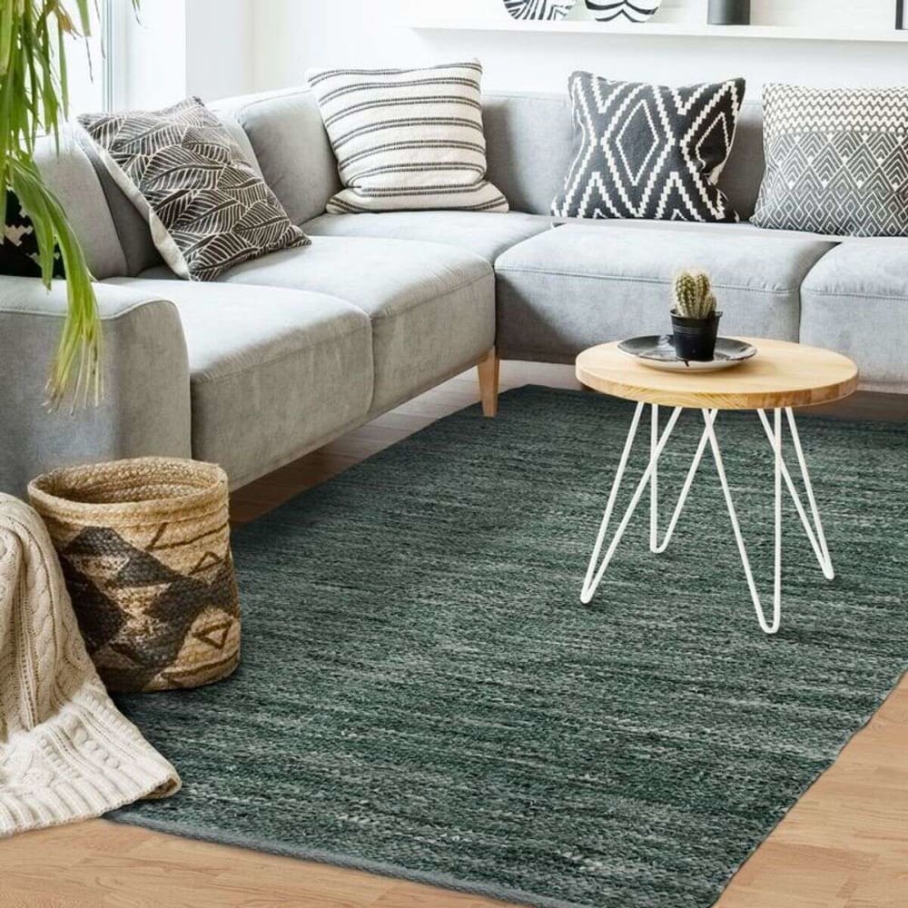 Tapis en cuir tressé bleu gris 160x230 — vue 3