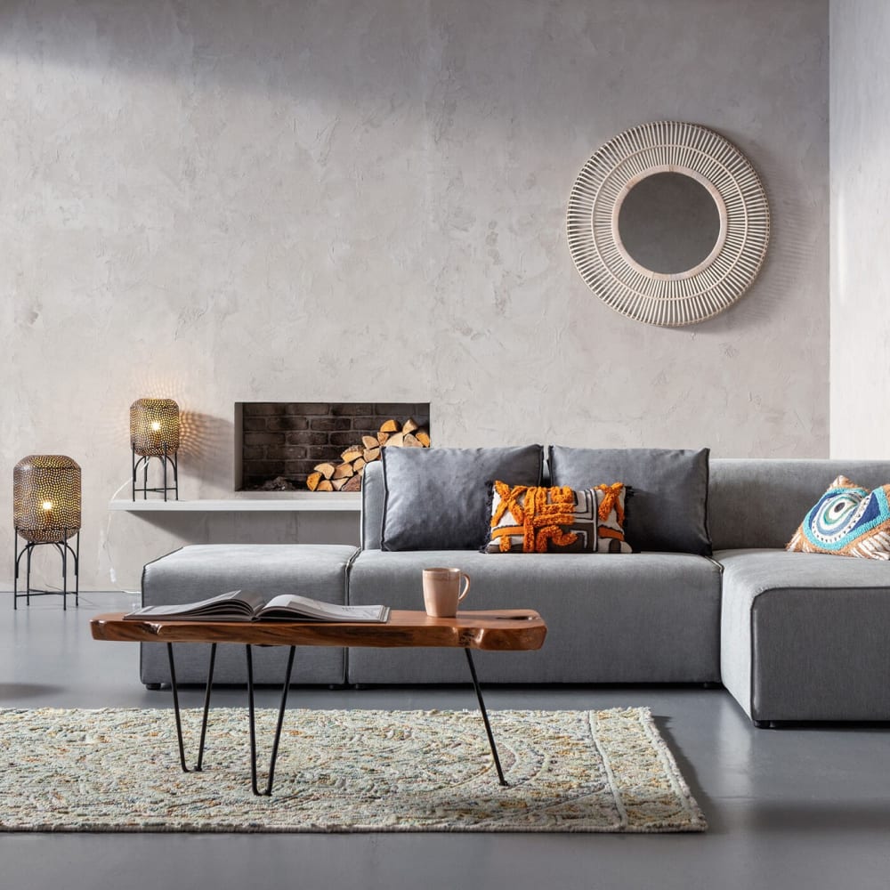 Couchtisch aus Teak-Massivholz und Stahl, braun - Maisons Du
