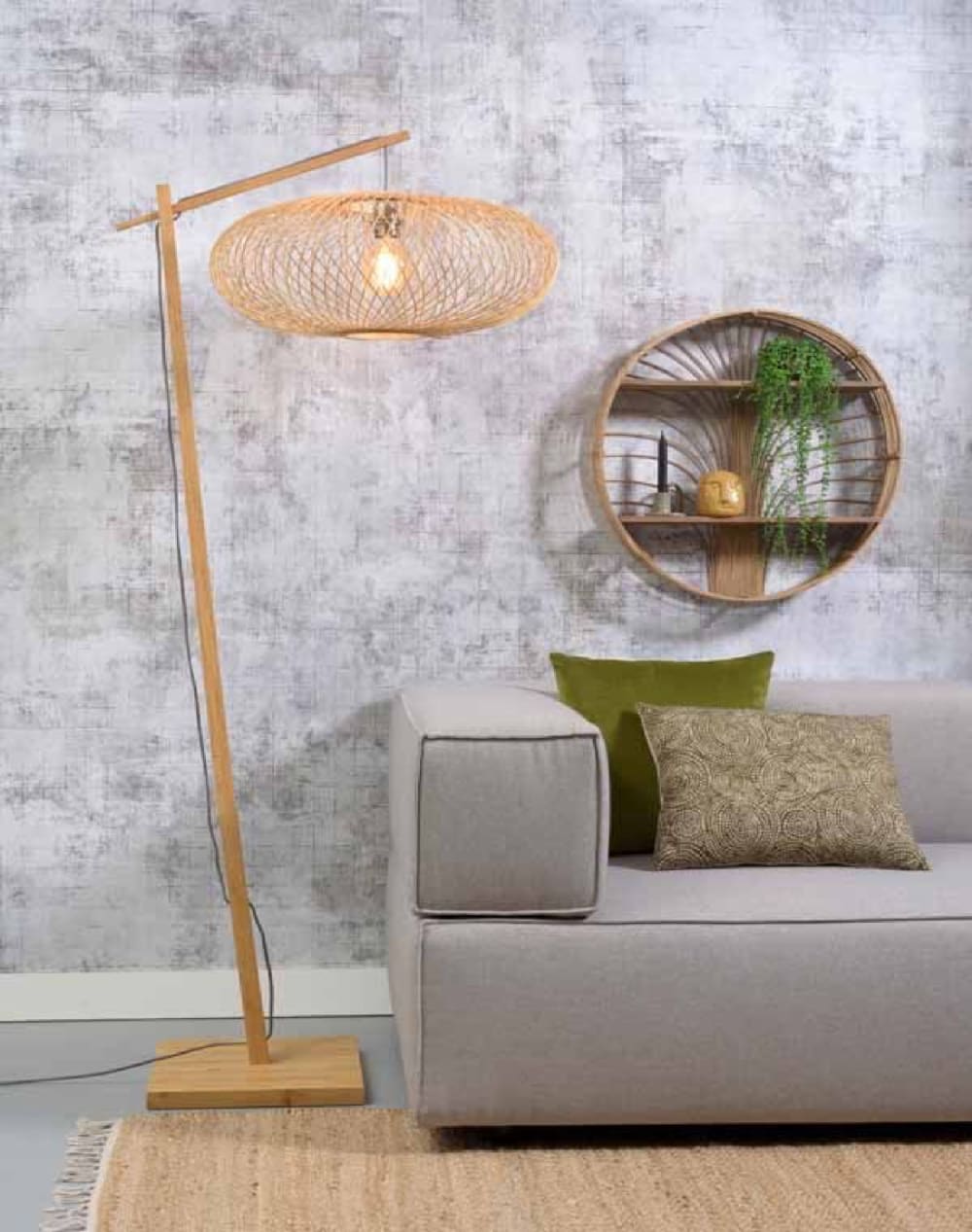 Lampadaire bambou naturel H176cm — vue 3