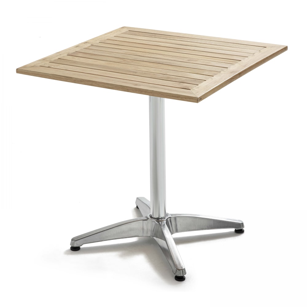 Ensemble terrasse table carrée et 2 chaises en bois et aluminium gris