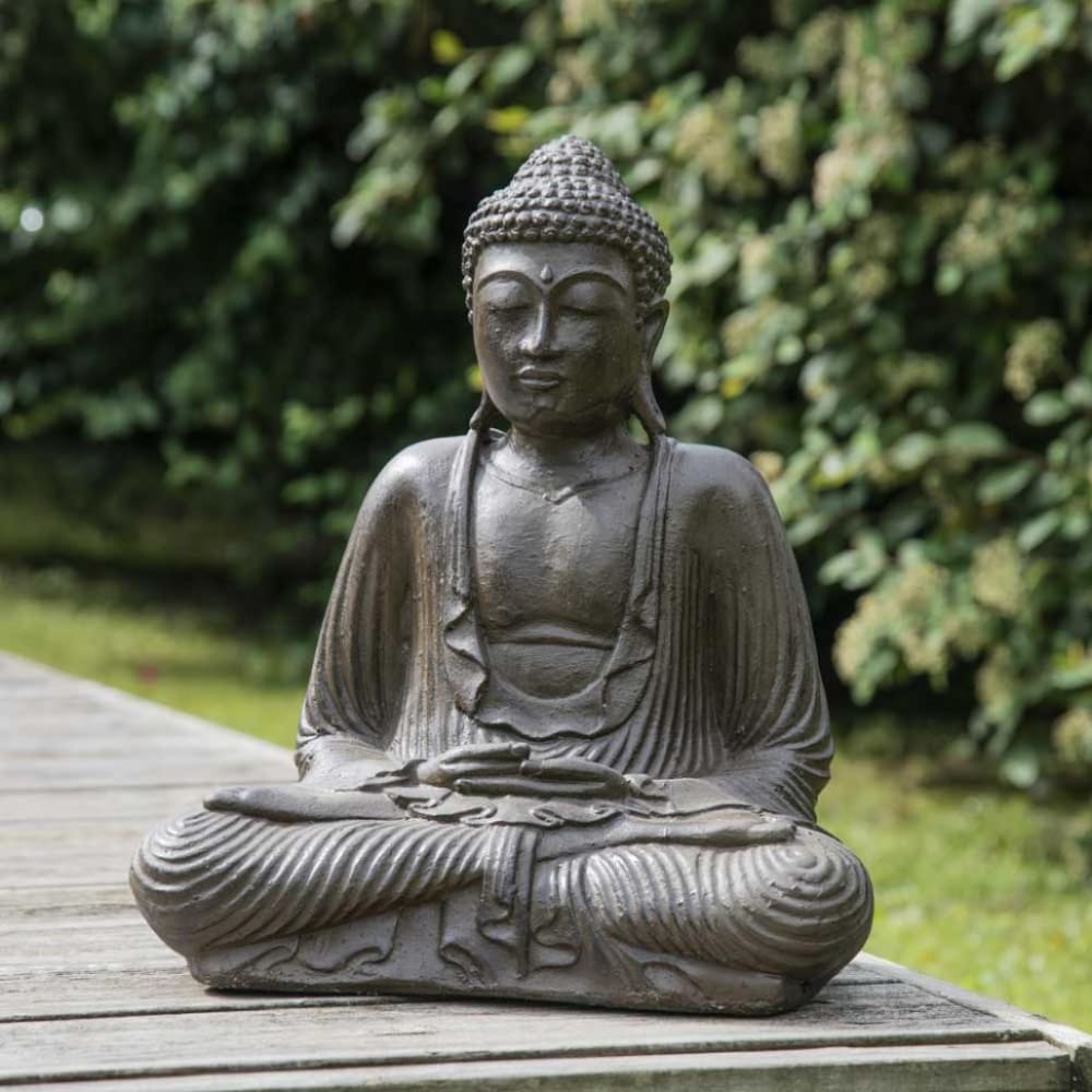 Statuette bouddha assis position offrande brun h42 cm - Maisons du Monde
