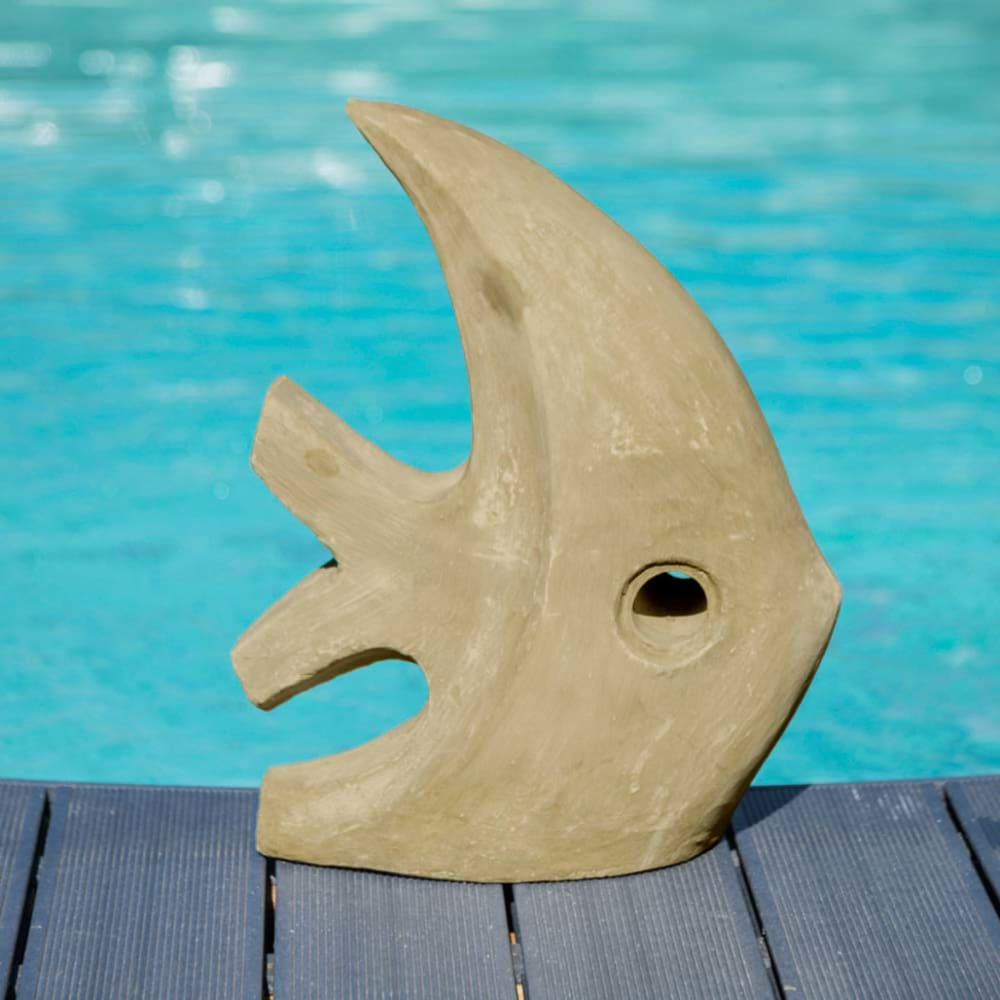 Sculpture Poisson Gris H50cm