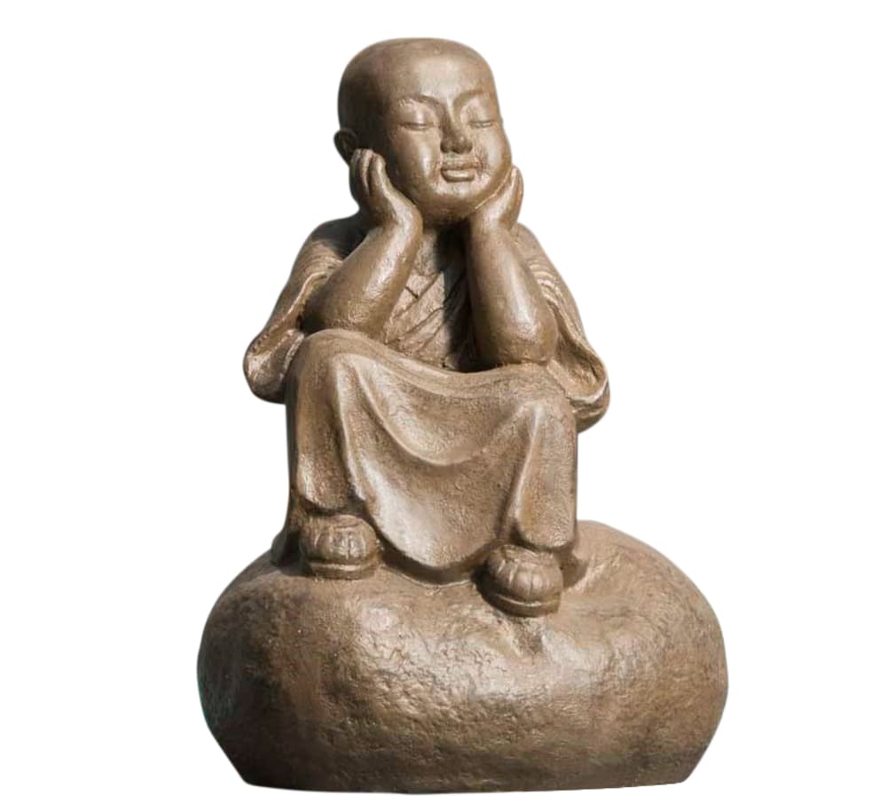 Statue moine Shaolin pensif brun H80 cm