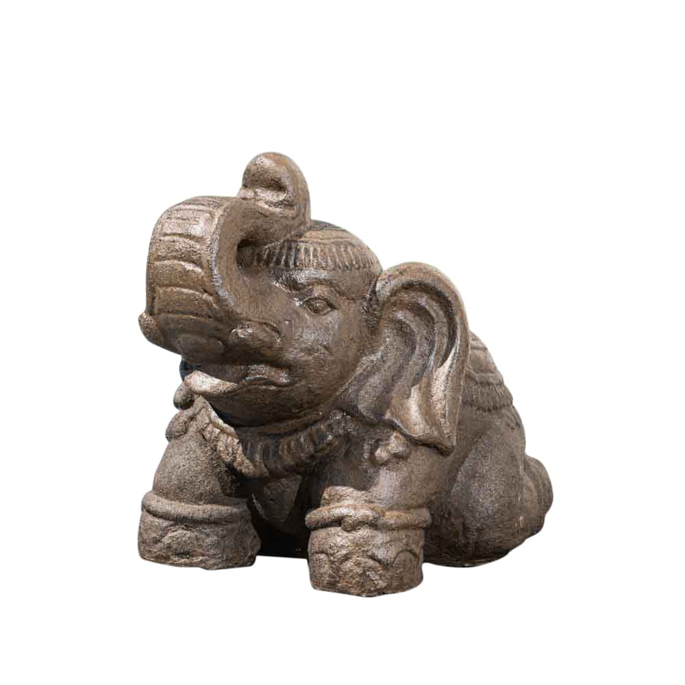 Estatua elefante sentado 40 cm marrón envejecido