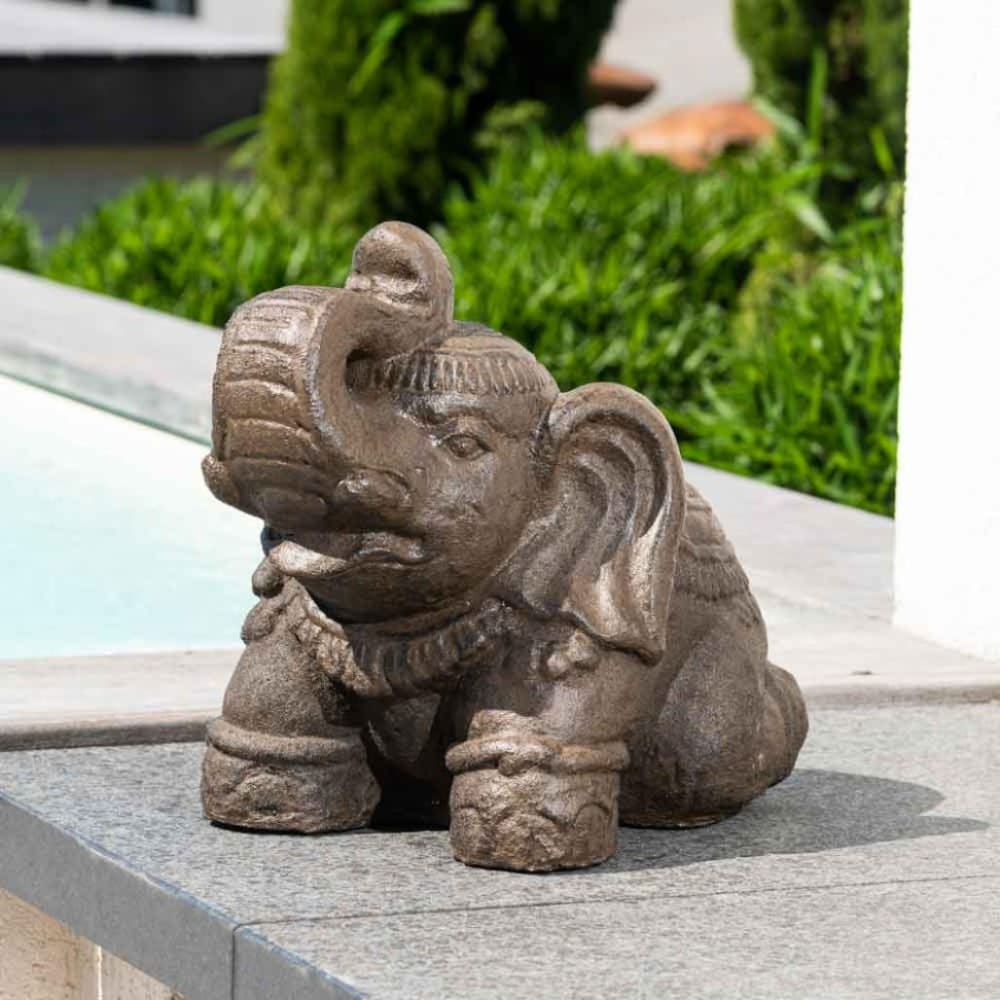 Estatua elefante sentado 40 cm marrón envejecido - Maisons du Monde