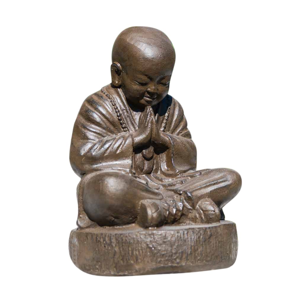 Estatua monje shaolin marrón envejecida 40 cm