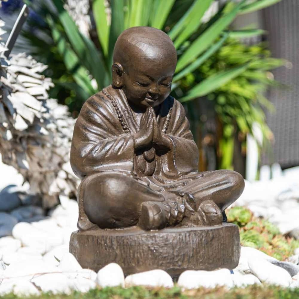 Statue moine shaolin brun antique h40cm - Maisons du Monde