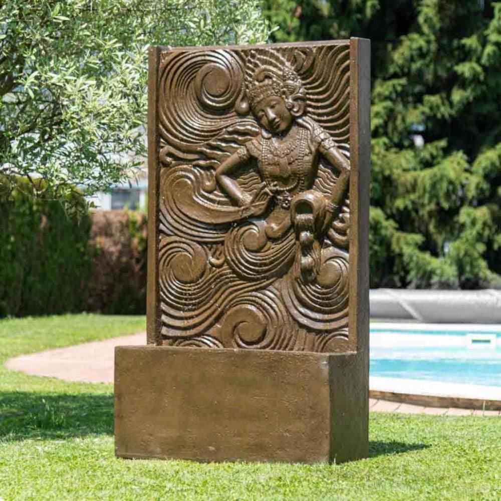 Fontaine mur d'eau déesse balinaise brun H150cm - Maisons du Monde