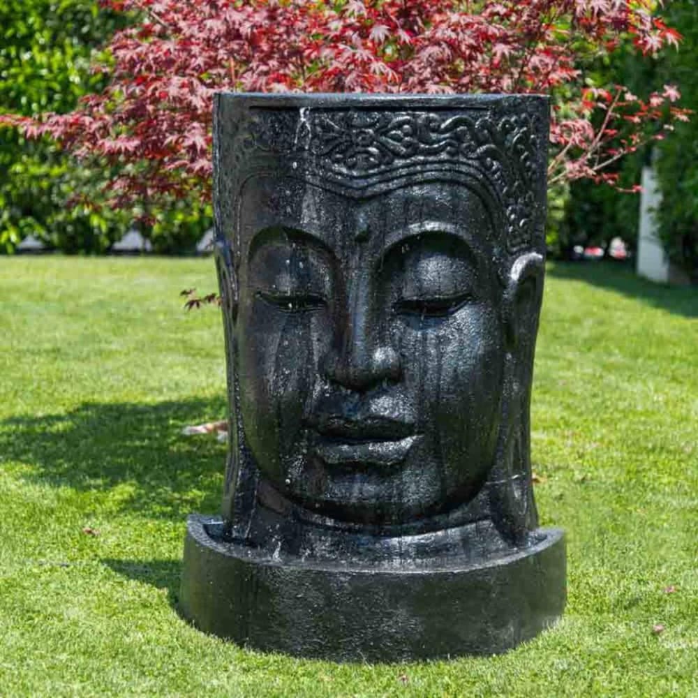 Fontaine mur d'eau visage de Bouddha noir H120cm - Maisons du Monde