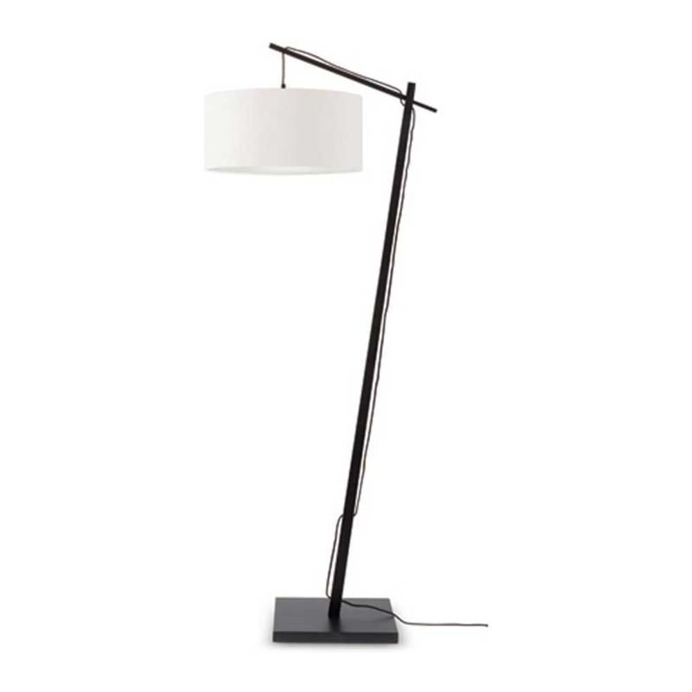 Lampadaire en bambou noir/lin H176cm
