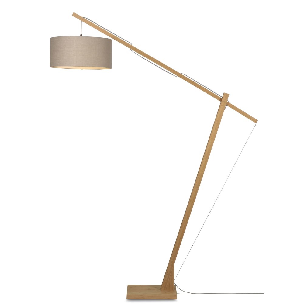 Lampadaire bambou/lin gris H207cm