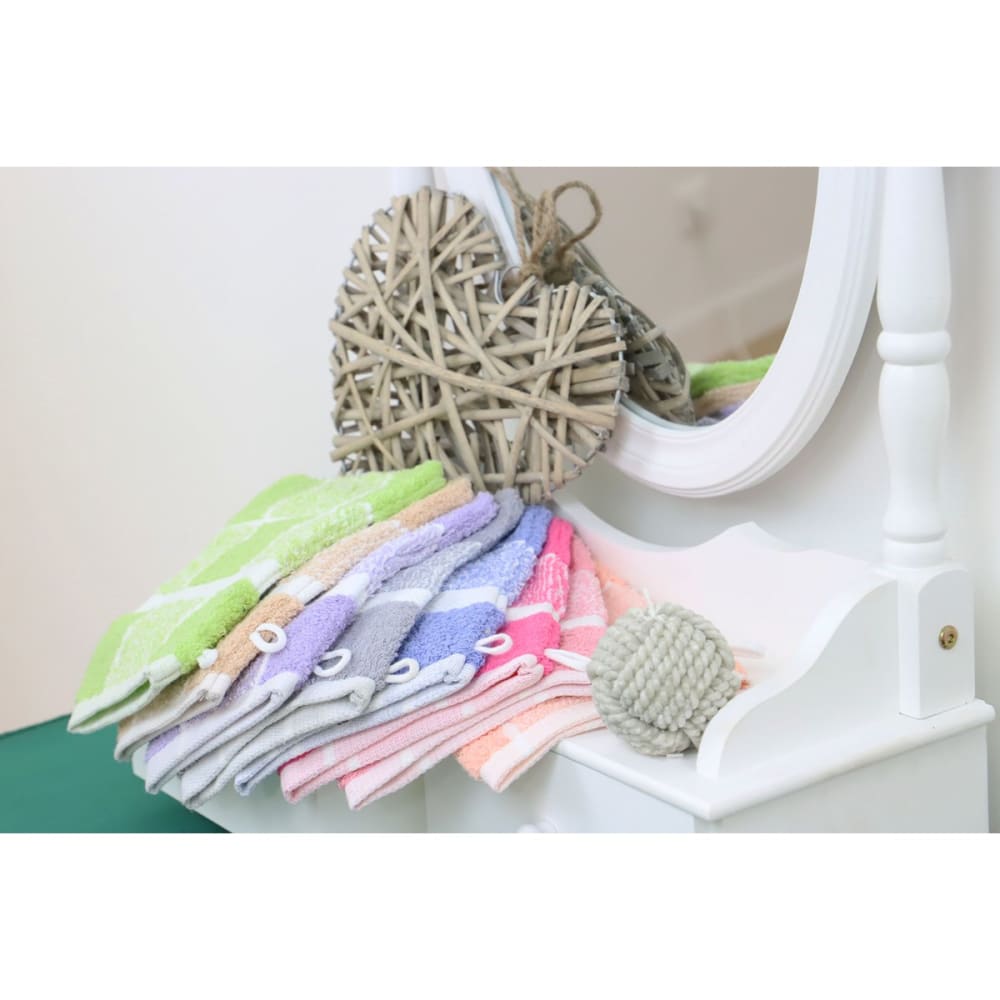 Lot de 2 gants de toilette coton carreaux CELESTE - Maisons du Monde