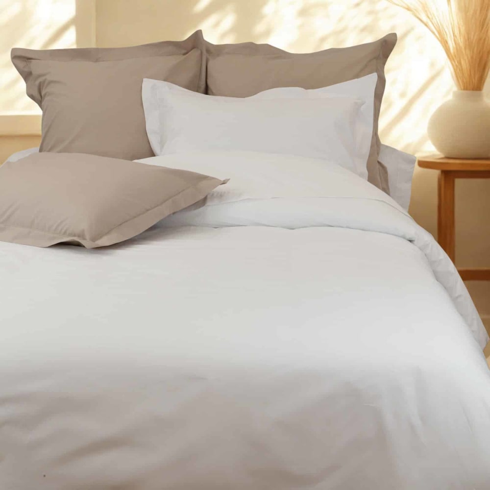 Housse de couette 200 fils en percale de coton blanc 140x200 cm