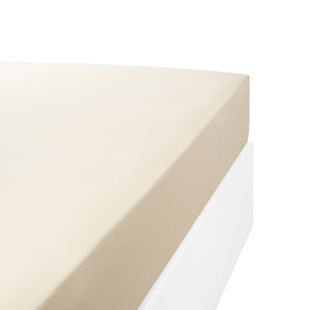Drap housse uni 200 fils en de coton ivoire 200x200 cm