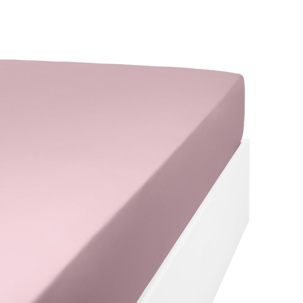 Drap housse uni 200 fils en de coton violet 90x190 cm