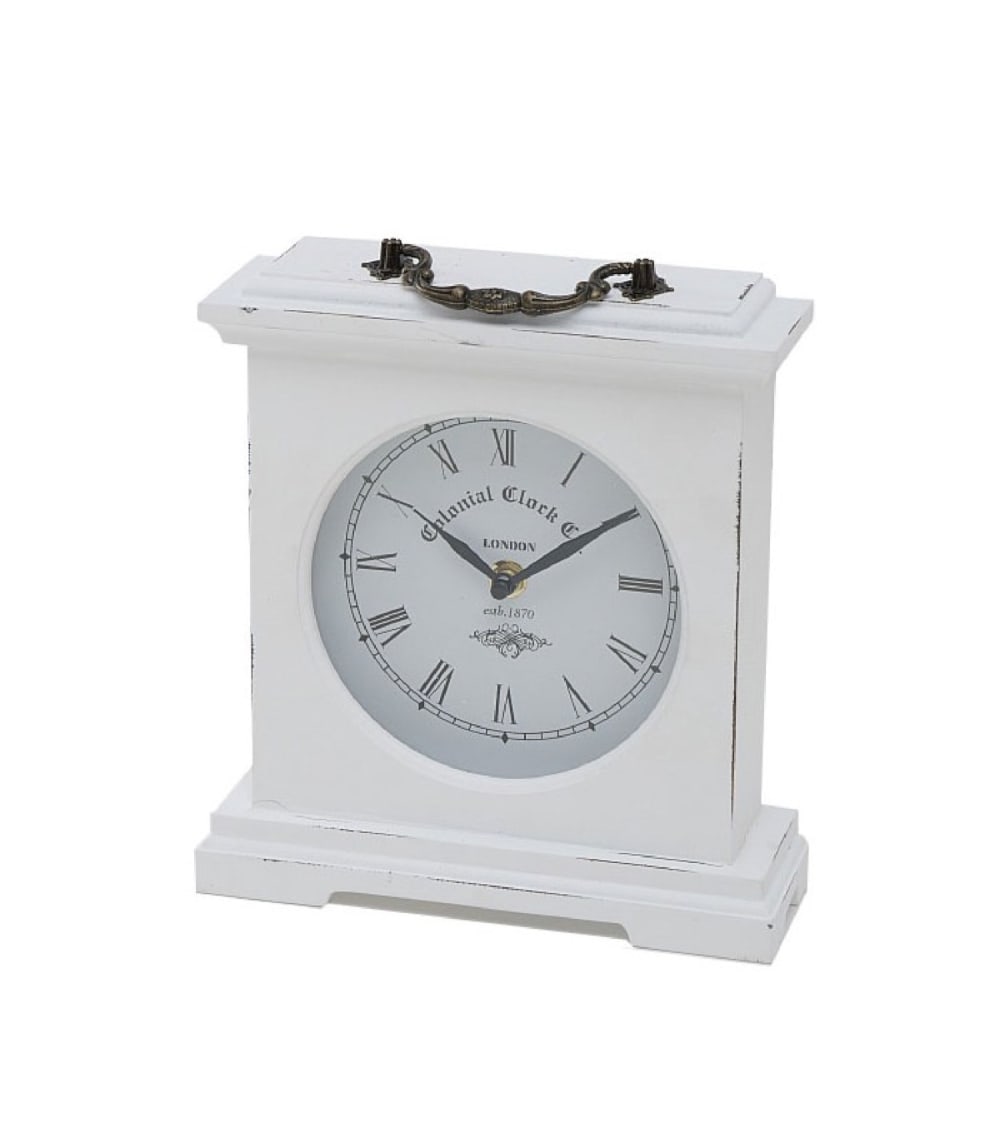 Wadiga Horloge à poser en bois blanc H24cm