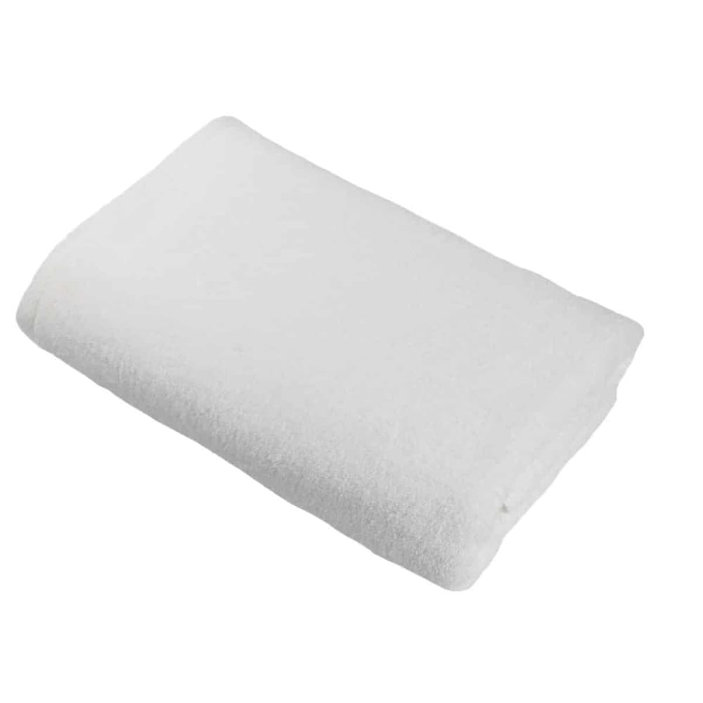Drap de bain éponge en coton blanc 100x150 cm