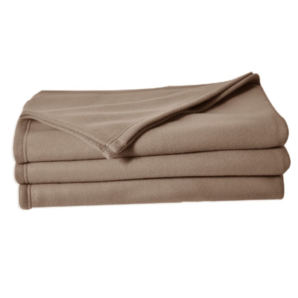 Couverture plaid polaire 320gr en polyester taupe 220x240 cm