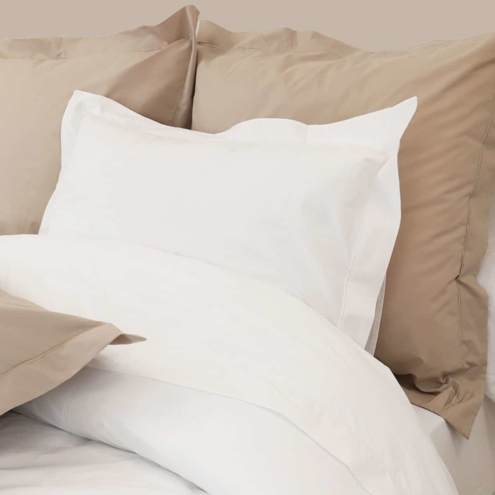 Parure housse de couette percale 200 fils en coton ivoire 240x280 cm — vue 4
