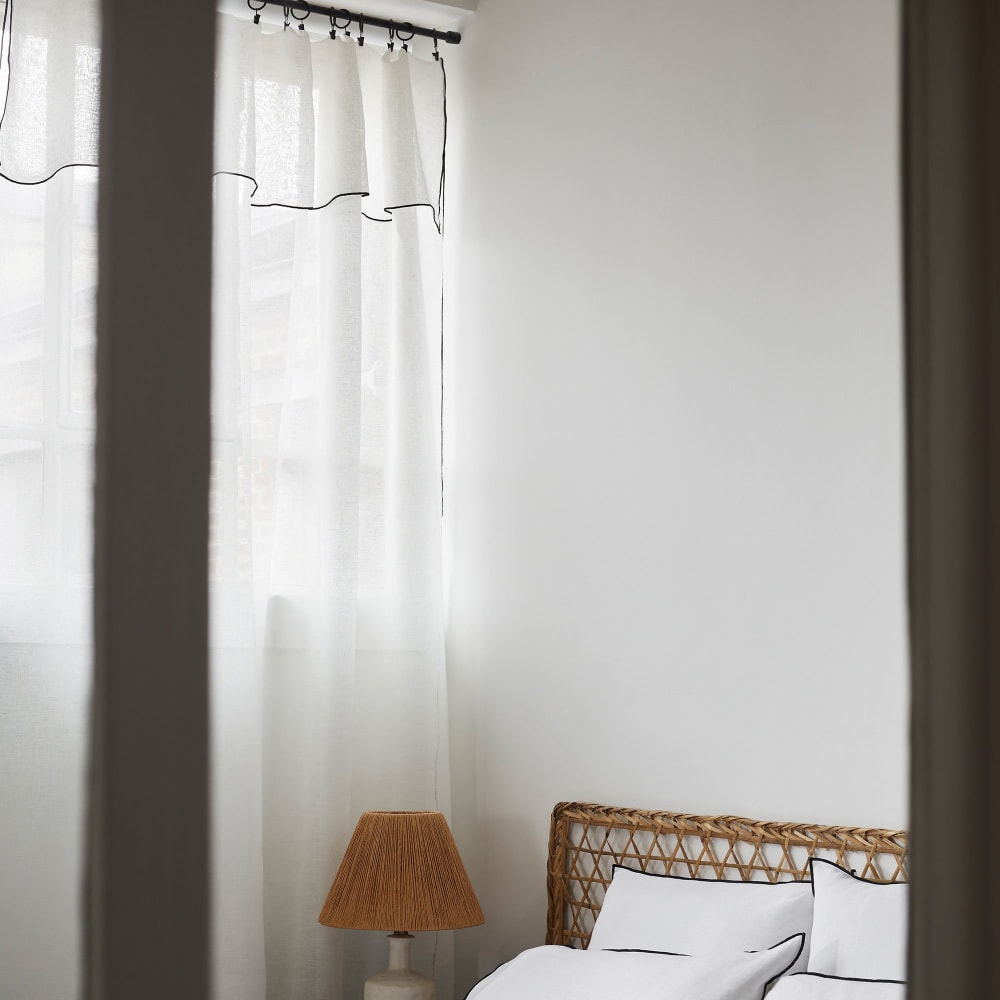 Voilage panneau en lin blanc 140x350 cm - Maisons du Monde