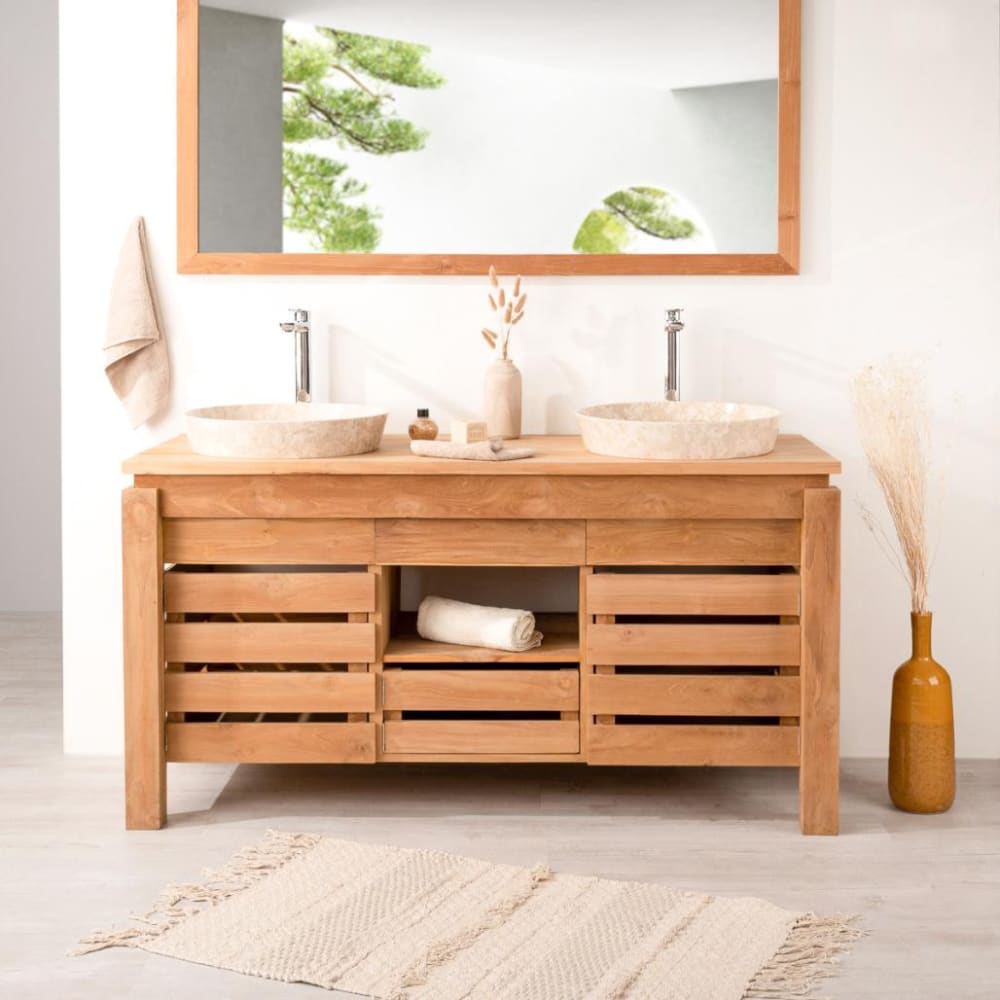 Mueble para cuarto de baño de teca doble lavabo 145 cm - Maisons du Monde