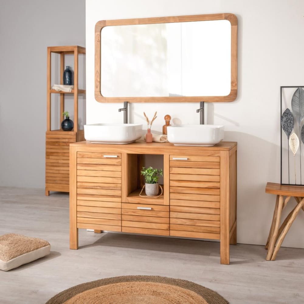 Meuble sous vasque en teck 2 portes 1 tiroir l120cm - Maisons du Monde