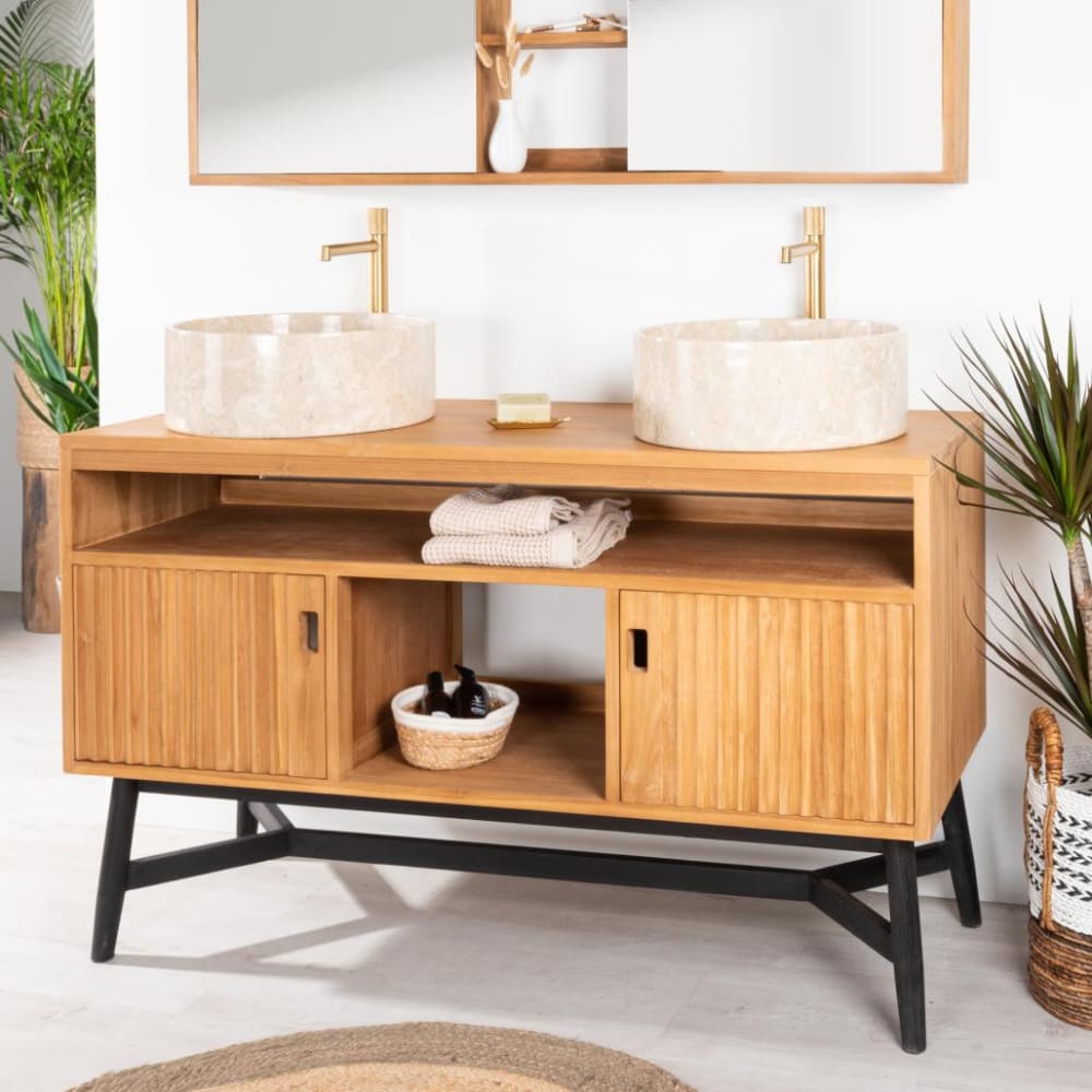 Mueble doble de teca para lavabo 130 cm - Maisons du Monde
