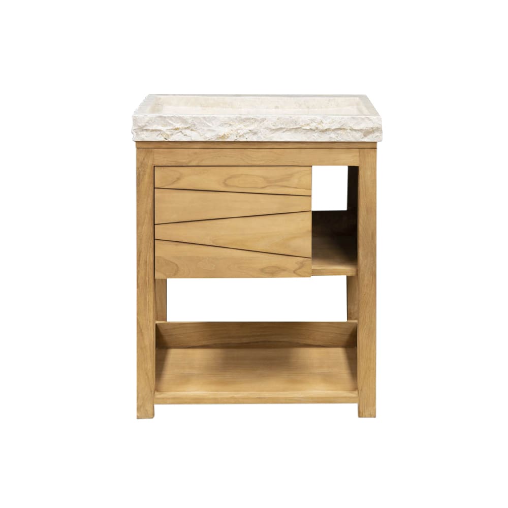 Mueble de teca maciza 67 cm + lavabo crema