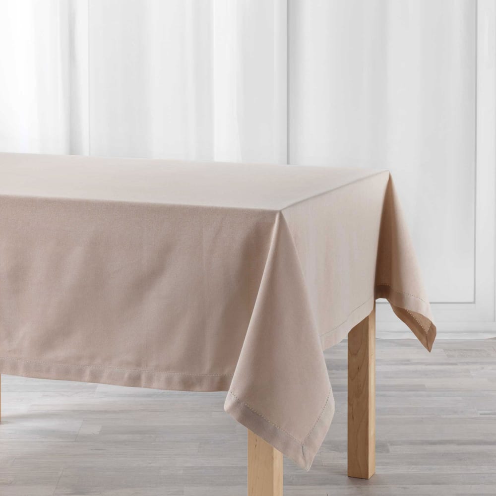Nappe rectangulaire en coton uni beige 140x240 cm