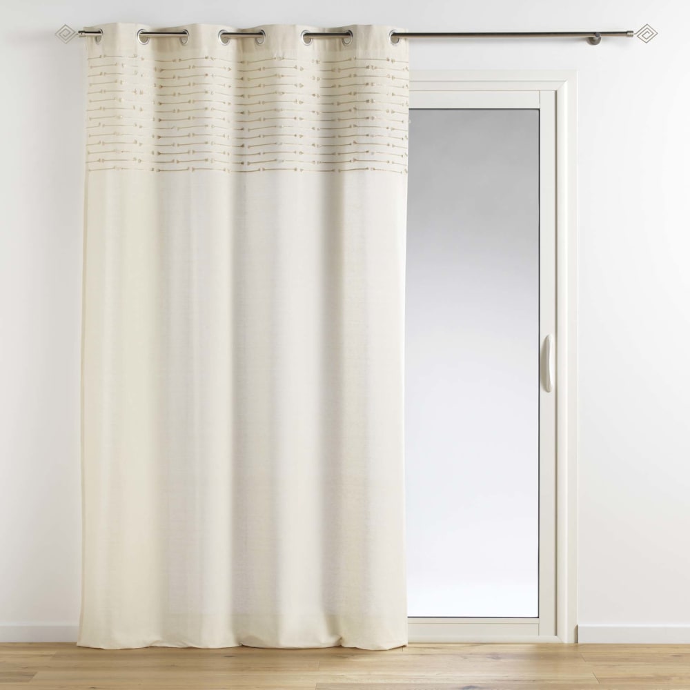 Rideau uni 100% coton à œillets coton blanc 240x140
