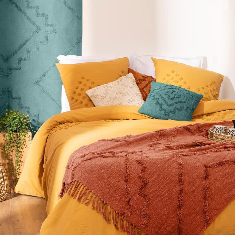Couvre lit [ ]coton[ ]orange[ ]130 x 180 - Maisons du Monde