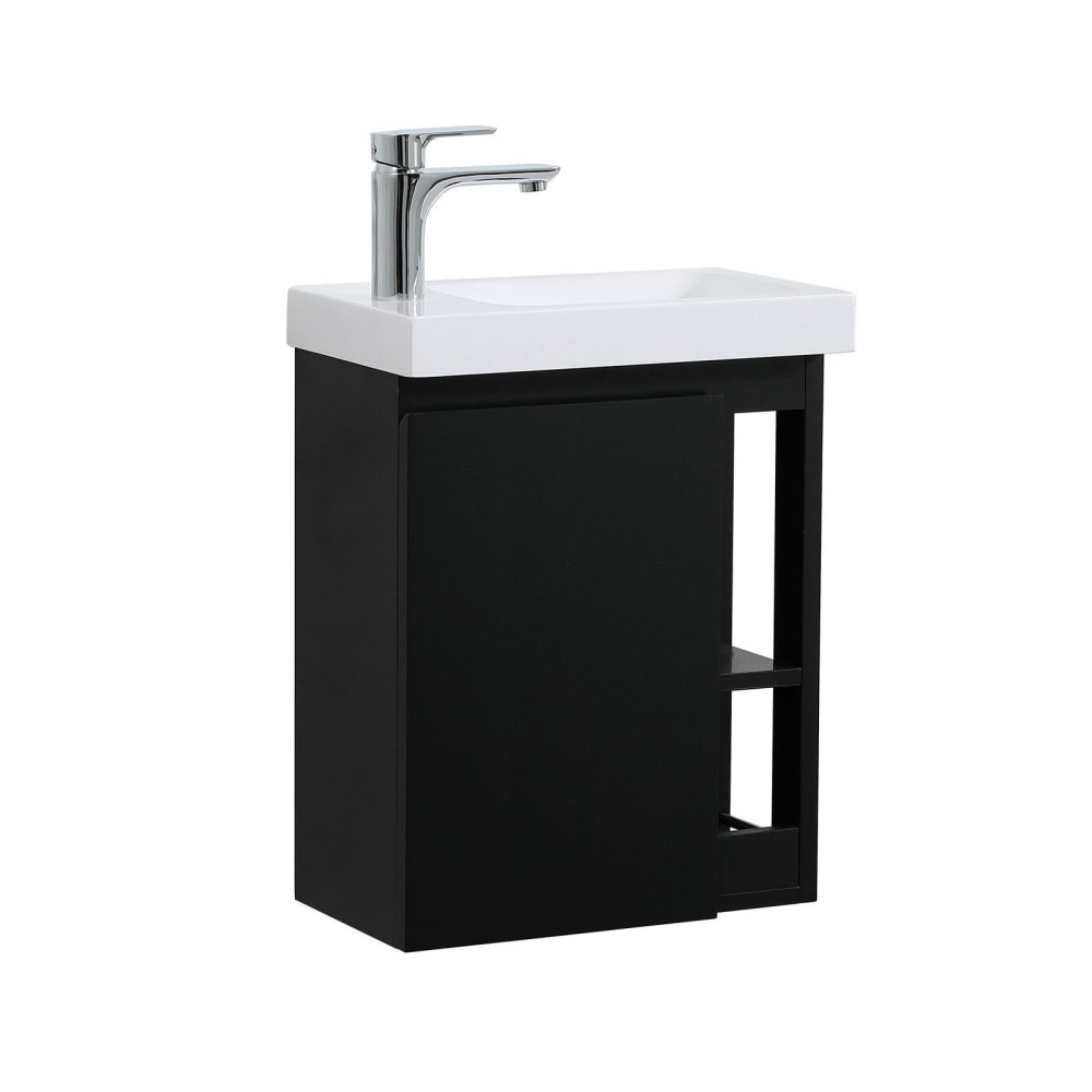 Meuble lave-mains suspendu   avec vasque en résine blanc