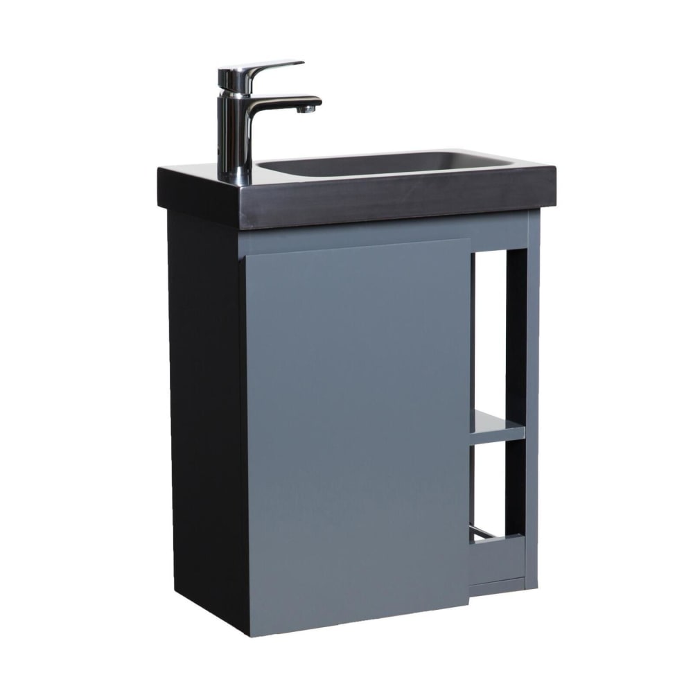 Meuble lave-mains suspendu  avec vasque en résine noir