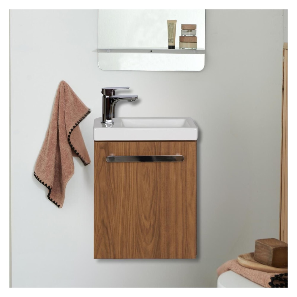 Meuble lave-mains suspendu  avec poignée porte serviette