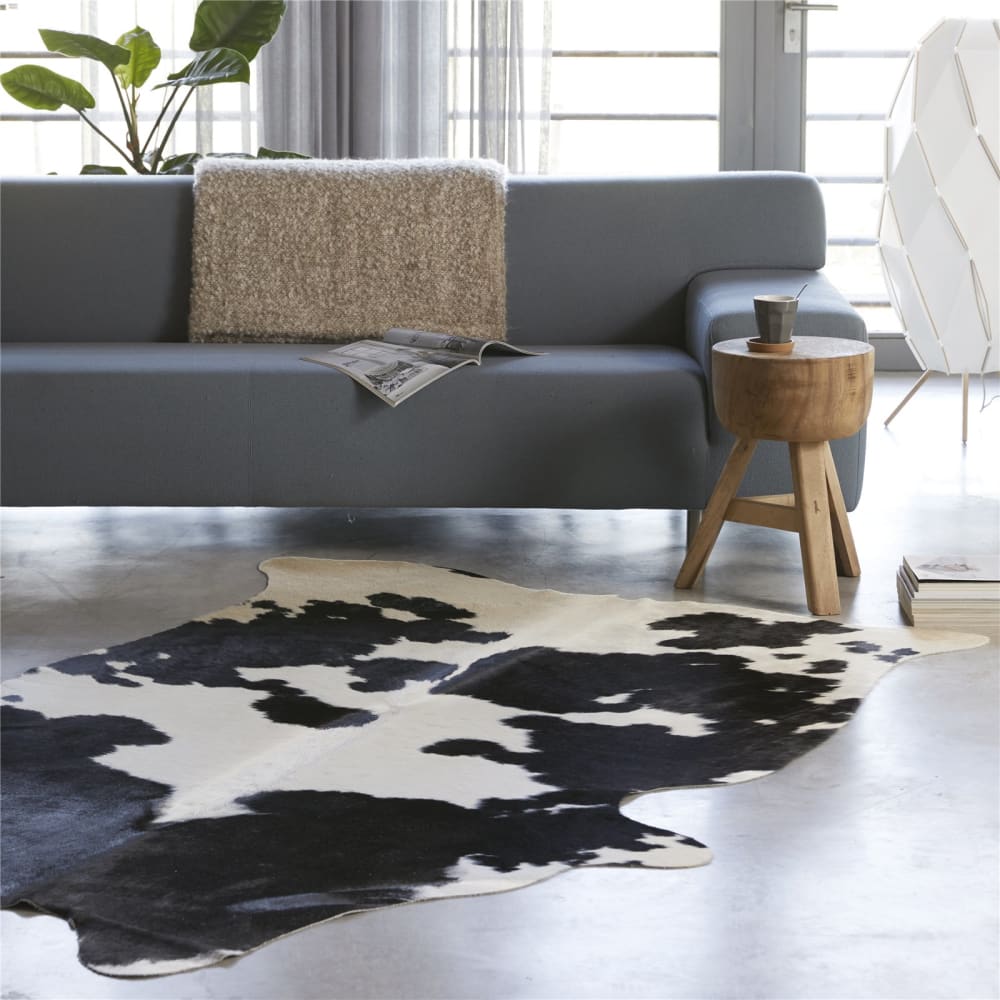 Tapis peau de vache noir et blanc 220 x 180 cm