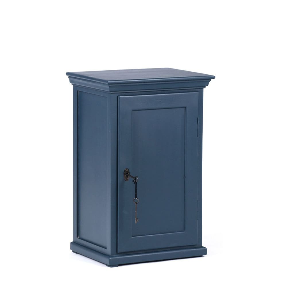 Table de chevet parisienne en pin maritime bleu