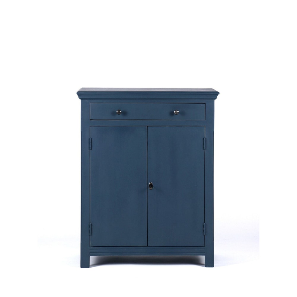 Buffet en pin bleu 2 portes 1 tiroir