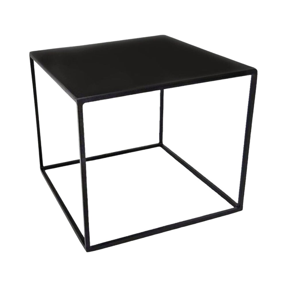Bout de canapé carré en métal noir mat