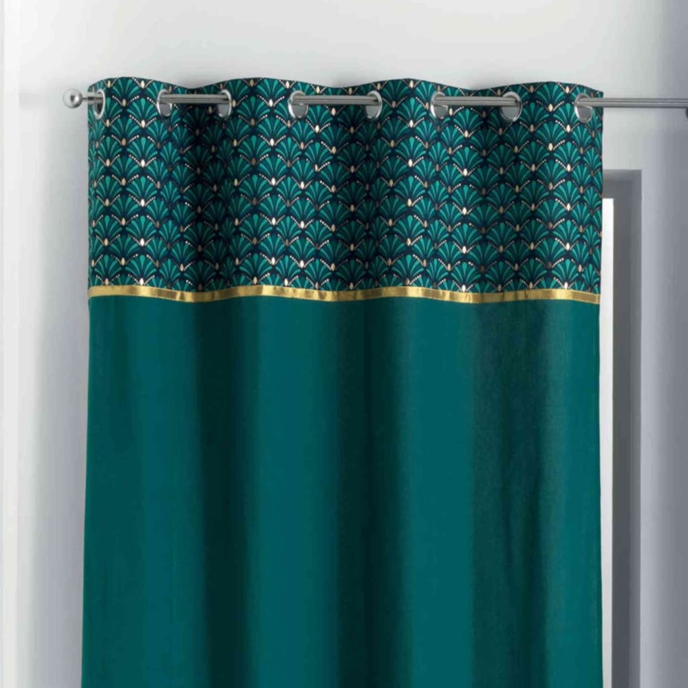 Rideau à œillets coton vert 140x240 cm - Maisons du Monde