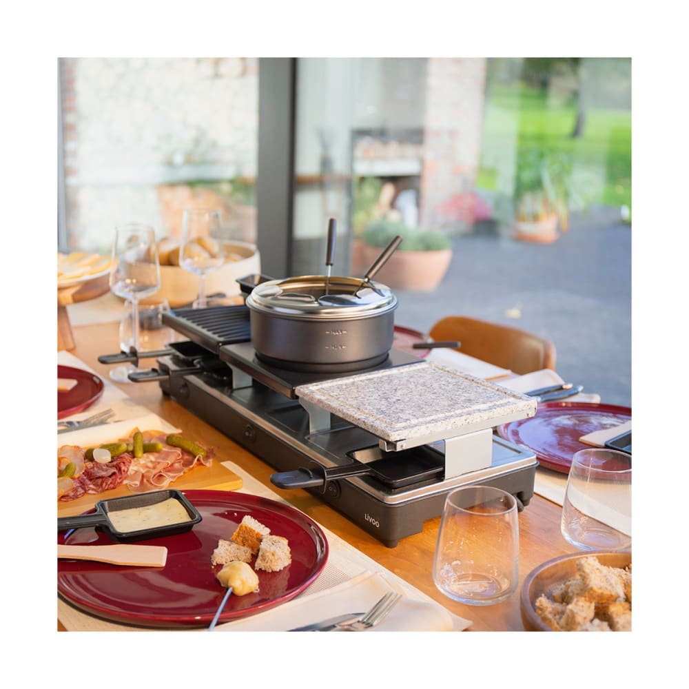 Appareil à raclette/fondue 12 personnes en métal noir