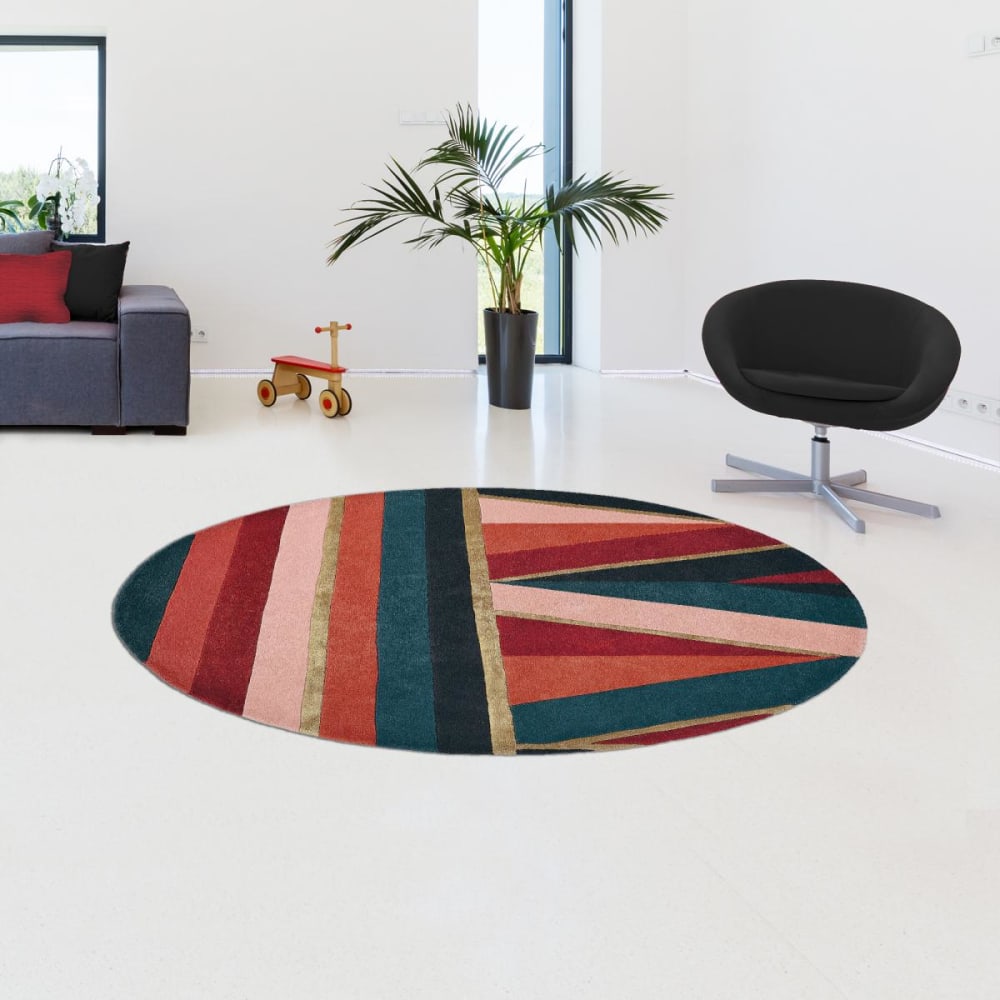 Tapis rond 150x150 rond Laine Multicolore