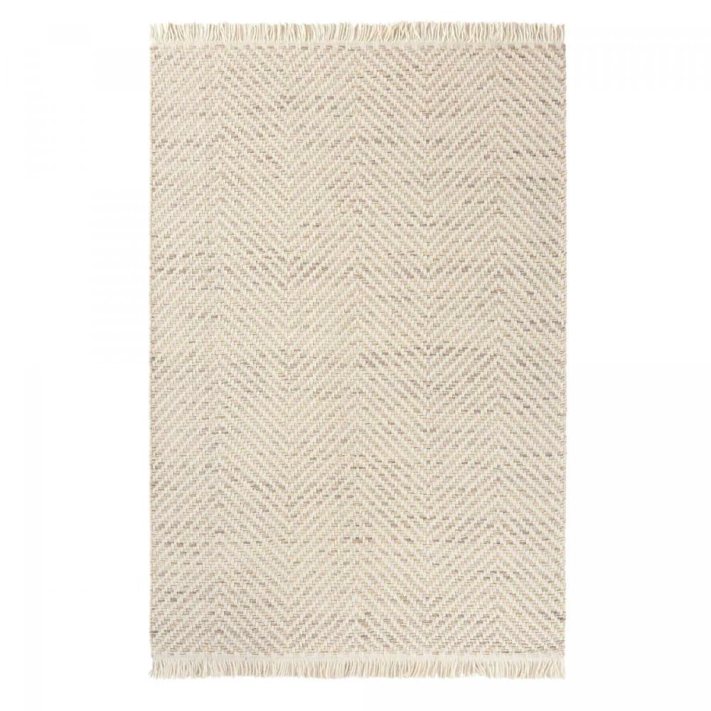 Kelimteppich aus Wolle mit geometrischem Muster, 160x230 ecru -