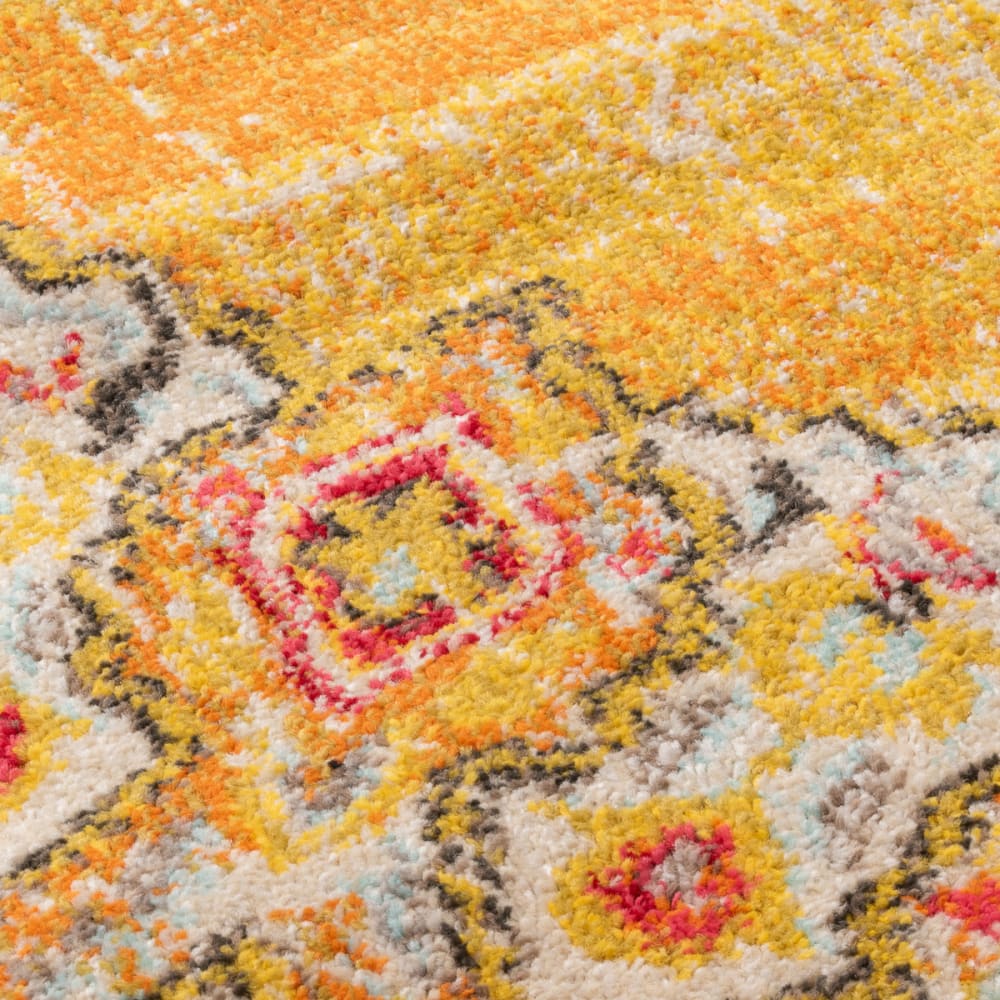 Tapis salon vintage en laine artificielle jaune 200x290 — vue 4