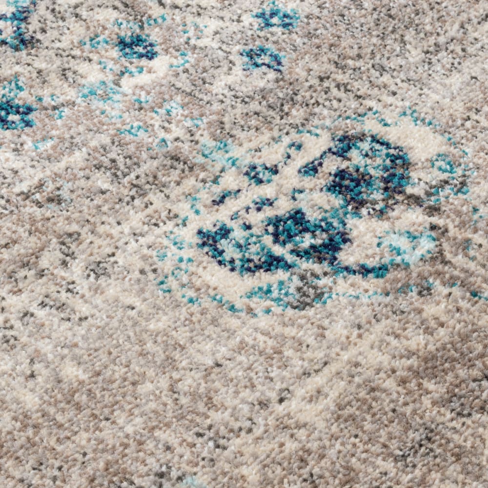 Tapis salon vintage - poils court et doux bleu céruléen 160x230 — vue 4