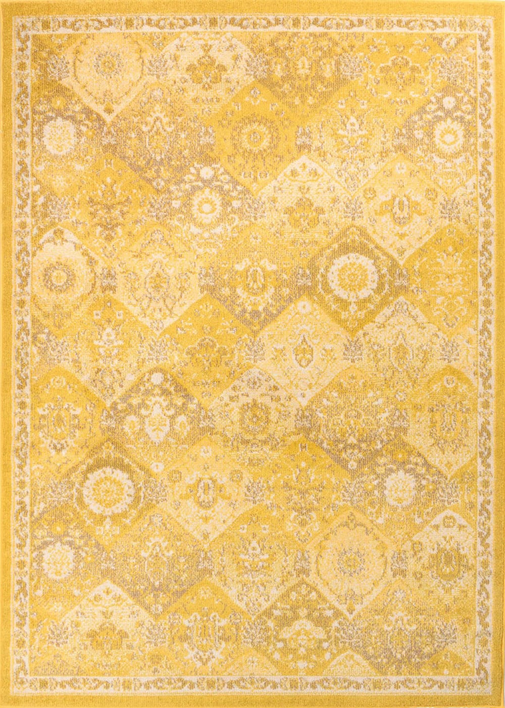 Tapis salon vintage - poils court et doux jaune 200x290